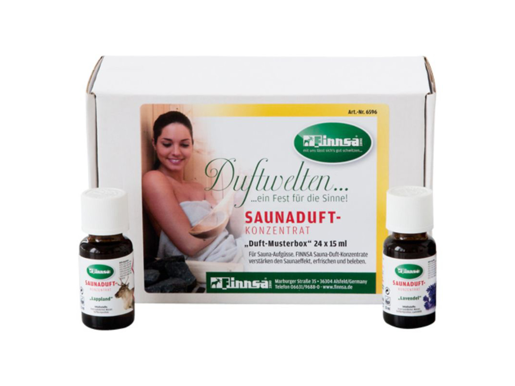 Prøveboks | 24 x 15 ml | Saunaduftkoncentrat | Finnsa