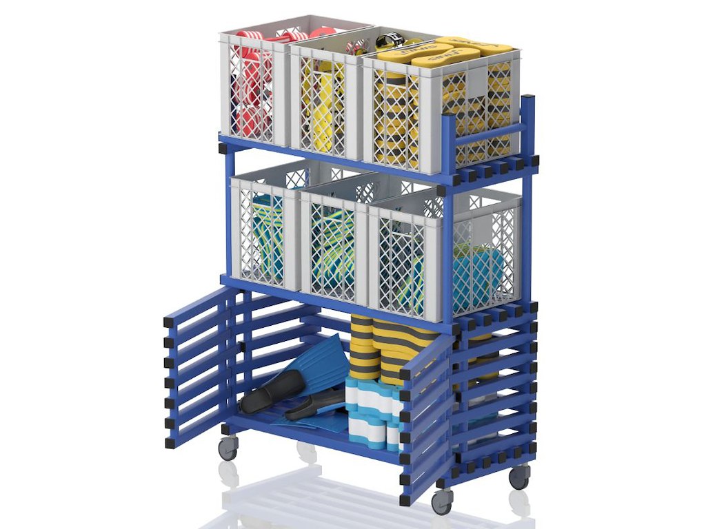 Vogn m/hylder og låger 138 x 60 x 177 cm | MS1360DR | Vendiplas