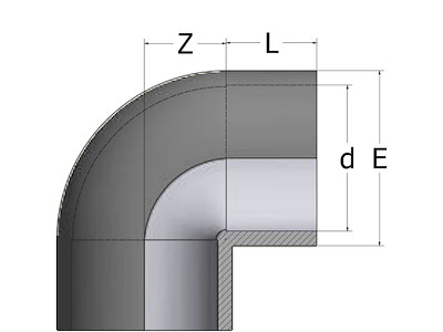 PVC-vinkel | 90° | Indv. lim