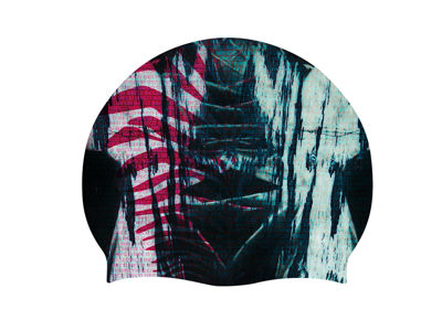 Badehætte t/voksne | Silikone | Blåt/rødt print | BECO