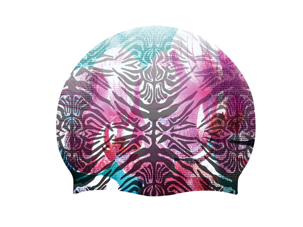 Badehætte t/voksne | Silikone | Turkis/rødt print | BECO