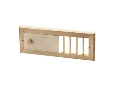 Ventilationsrist | m/skydelåge | 37,5 x 14,5 cm | Elletræ | Finnsa