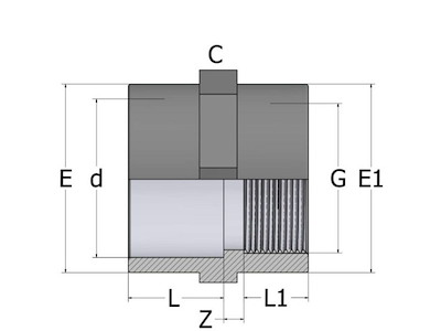 PVC-overgang | PN16 | Indv. lim/gevind