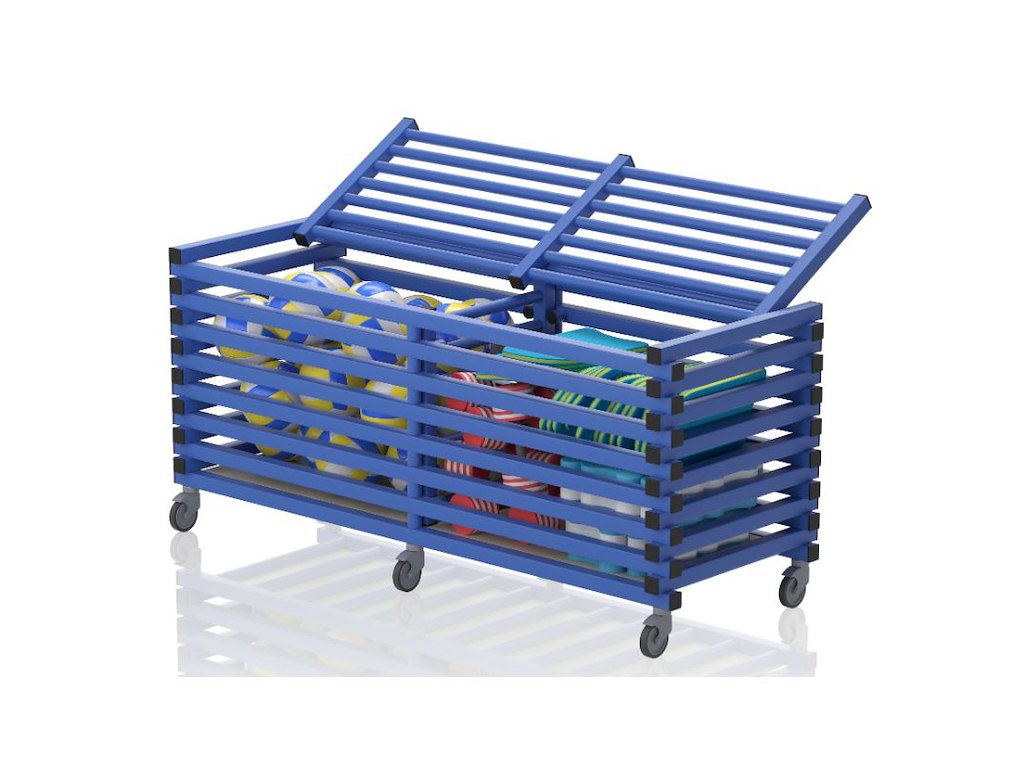 Vogn m/skillerum m/u låg 190 x 70 x 84 cm | T(S)2000DIV | Vendiplas