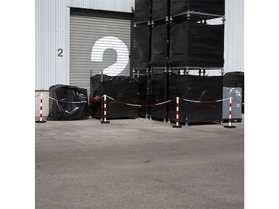 Afspærringsstolpe med base | Rød/hvid 