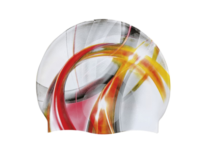 Badehætte t/voksne | Silikone | Orange/gult print | BECO