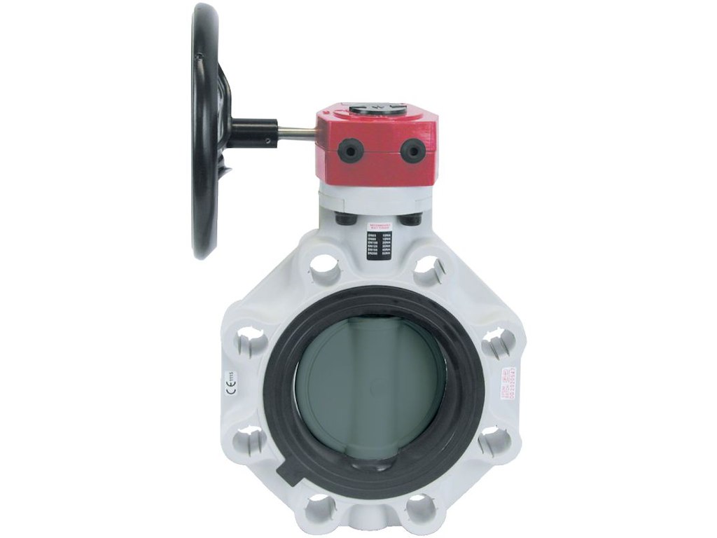 PVC-butterflyventil EPDM, gearboks, PN10