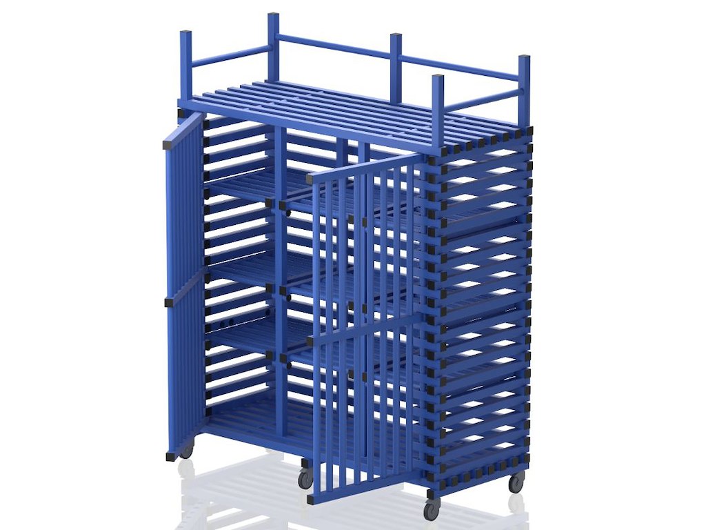 Vogn m/låger og tophylde 176 x 76 x 227 cm | MEGA12 | Vendiplas