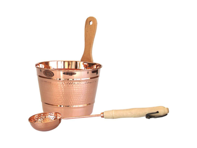 Sauna-sæt | Kobberspand | 5 l | M/pøs 350 ml | Finnsa