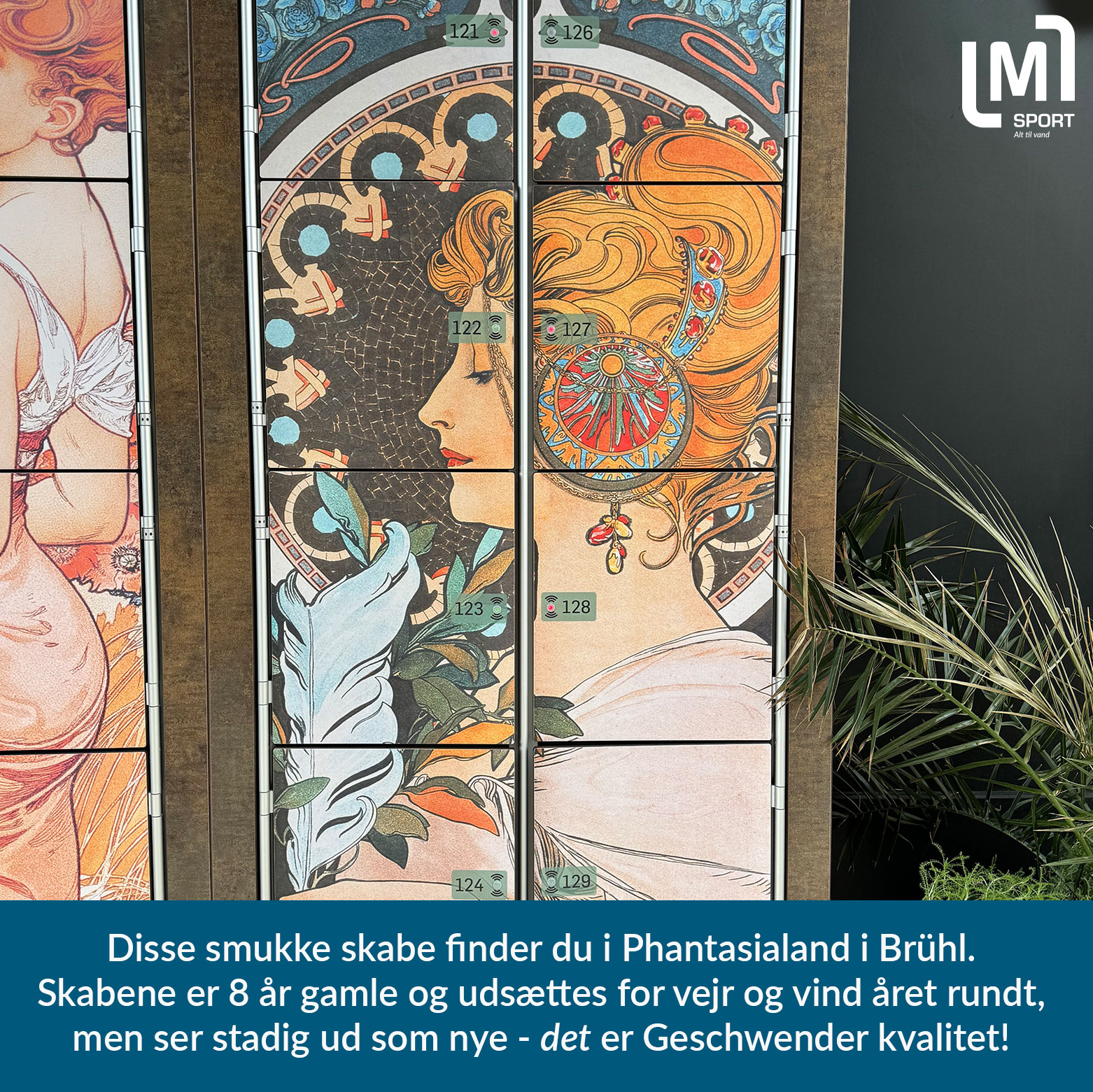Detalje af Geschwender skabslåger med print
