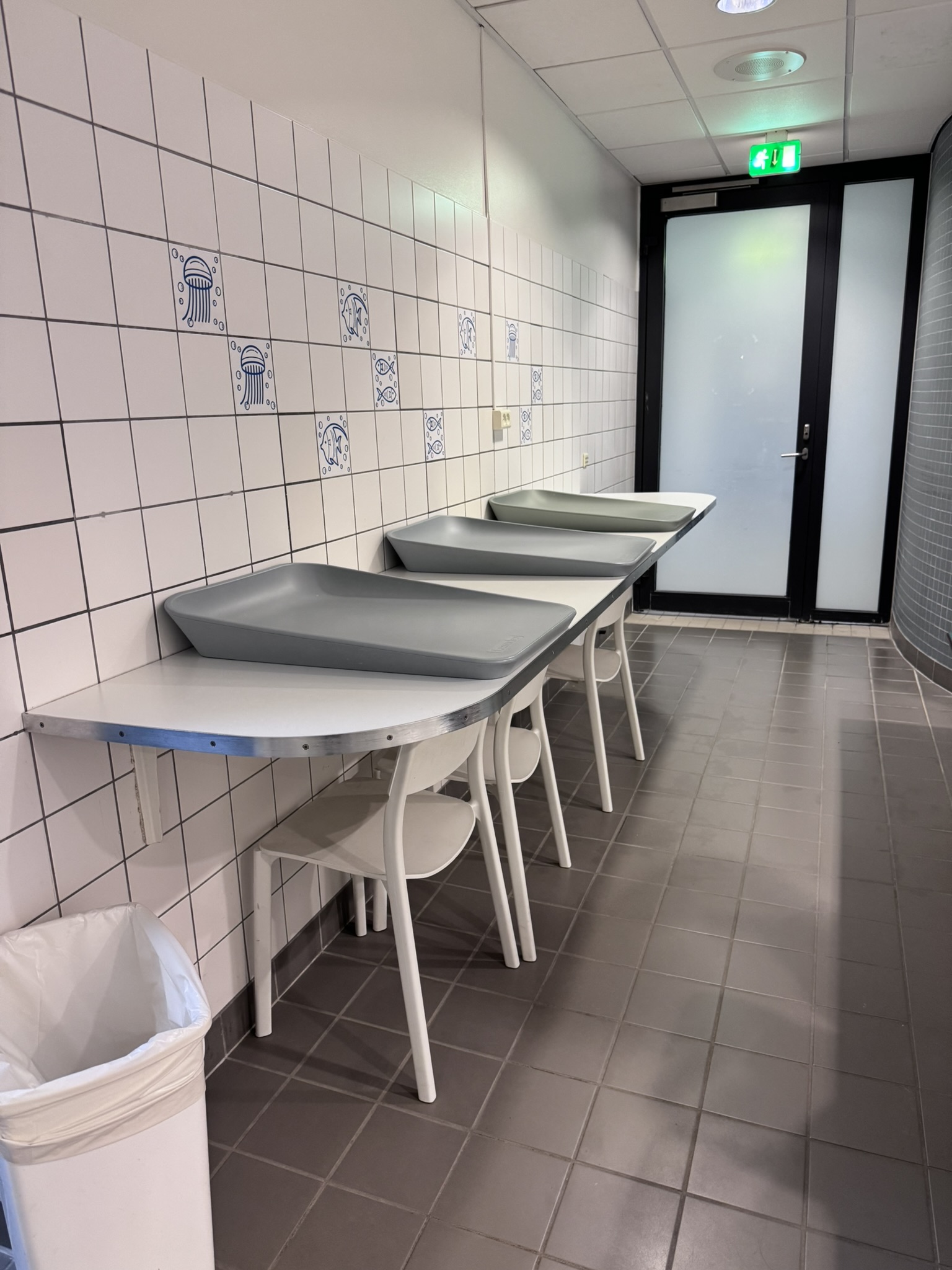 Leander puslepuder i omklædningsområdet hos DGI Byen
