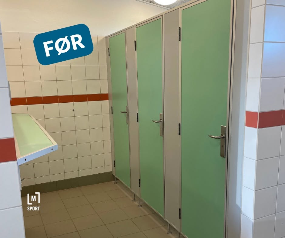De tidligere grønne skillevægge på Skiveren Camping før renoveringen